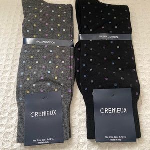 Cremieux Mens Dress Socks 1 Gray Pair & 1 Black Pair Made In Italy